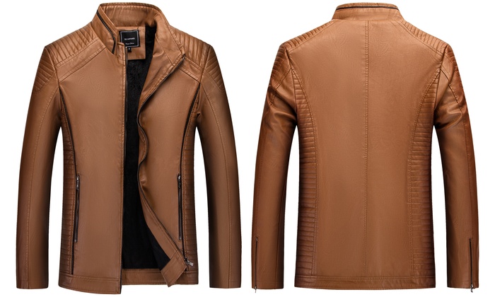 Up To 68% Off Men's Faux Leather Biker Jacket | Groupon