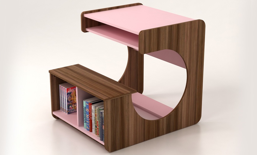 Image 2: Desk with Integrated Bookshelf