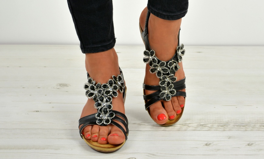 Image 2: Women's Floral Wedge Sandals