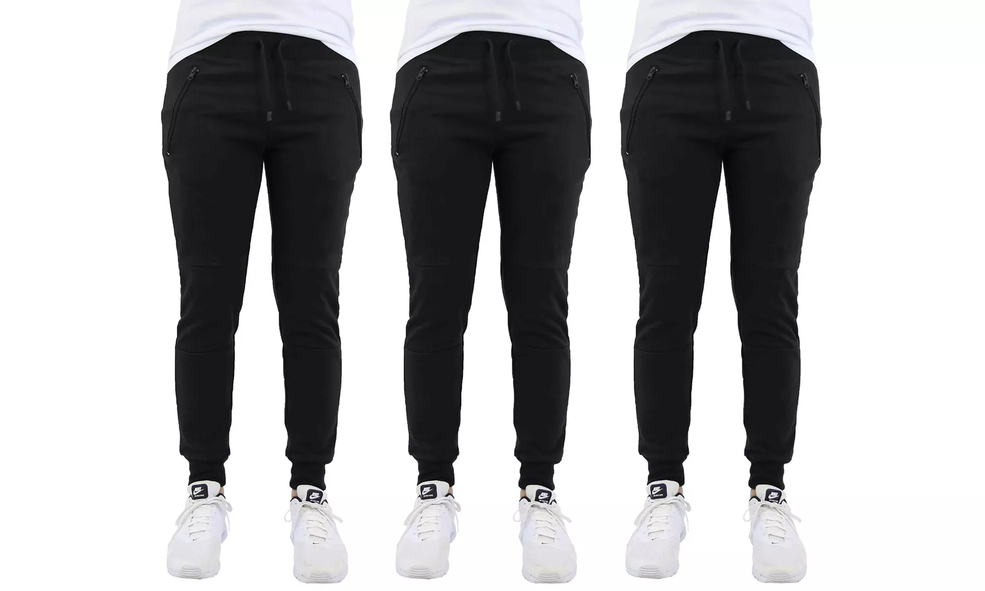 Men's French Terry Joggers with Zipper Pockets (3-Pack) - Second Medium