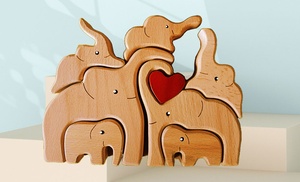 Custom Wooden Elephants Family Puzzle from Justyling