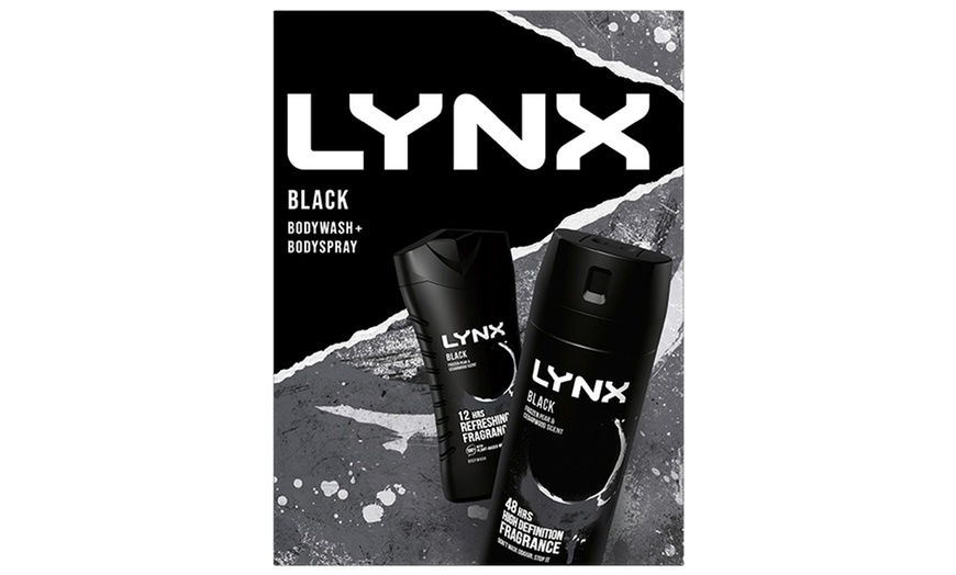 Image 1: Lynx Black Body Wash and Body Spray Gift Set for Men