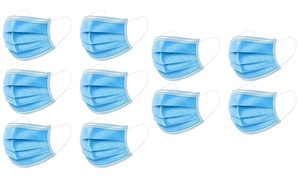 10- or 50-Pack of Disposable 3-Ply Face Masks