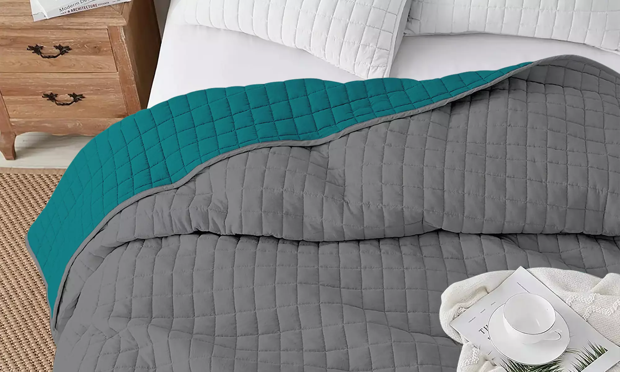 Doppelseitige Mikrofaser-Tagesdecke