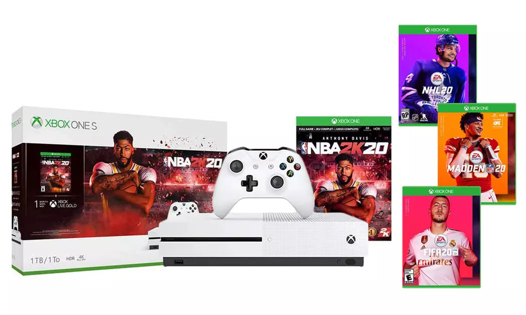Microsoft Xbox One S 1TB Console with NBA 2K20 and Bonus NHL 20, Madden NFL 20, or FIFA 20 - Primary Image