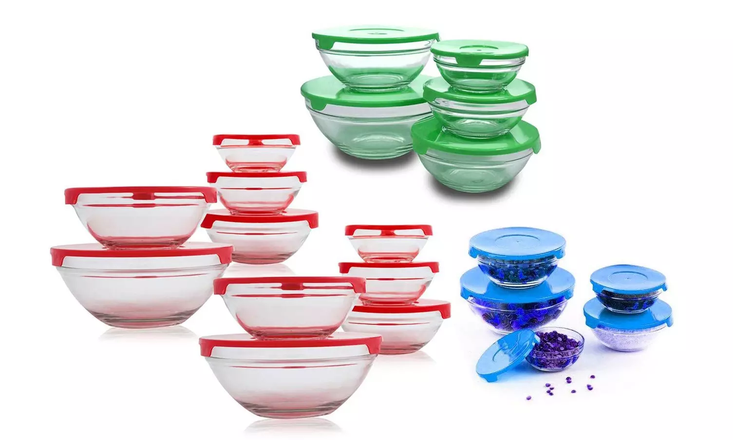 5, 10 o 15 contenitori in vetro per cibo, disponibili in 3 colori - Primary Image