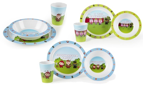 Piatti e bicchieri Excelsa per bambini, disponibili in 3 set da 3 pezzi