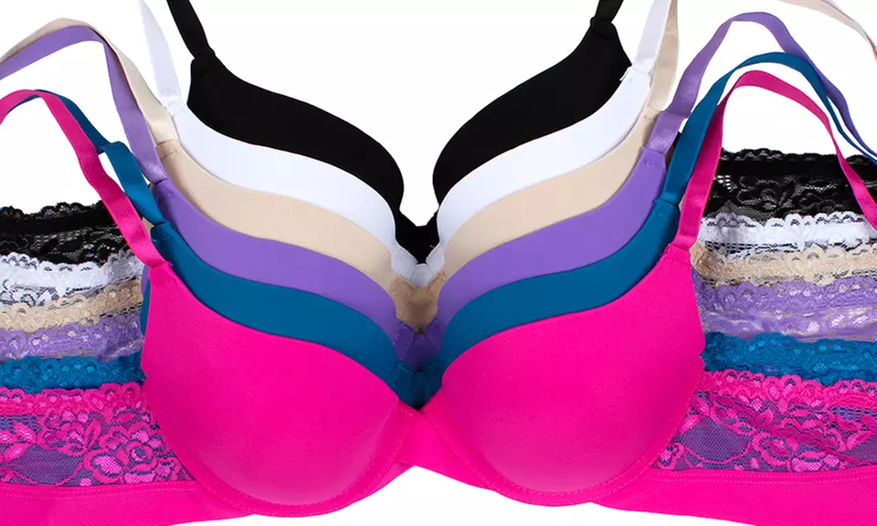 6-Pack of Laser-Cut Microfiber Bras - Primary Image