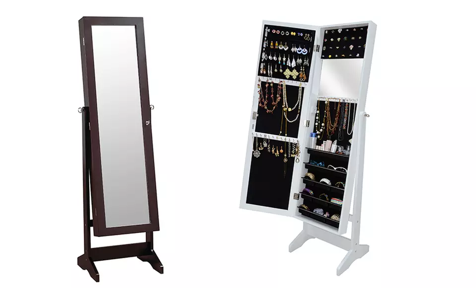 Freestanding Mirror and Jewelry Cabinet - Primary Image