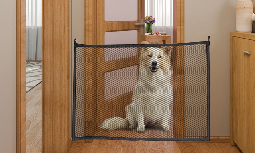 Image 1: Portable Mesh Pet Gate