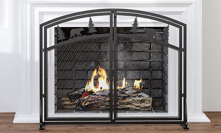 Image 4: HomCom Fireplace Screen