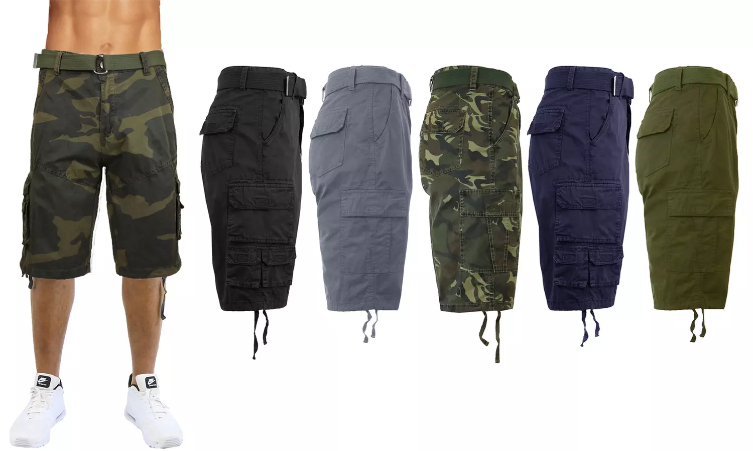 Galaxy By Harvic Men's Belted Slim-Fit Cargo Pocket Shorts (30-40) - Primary Image