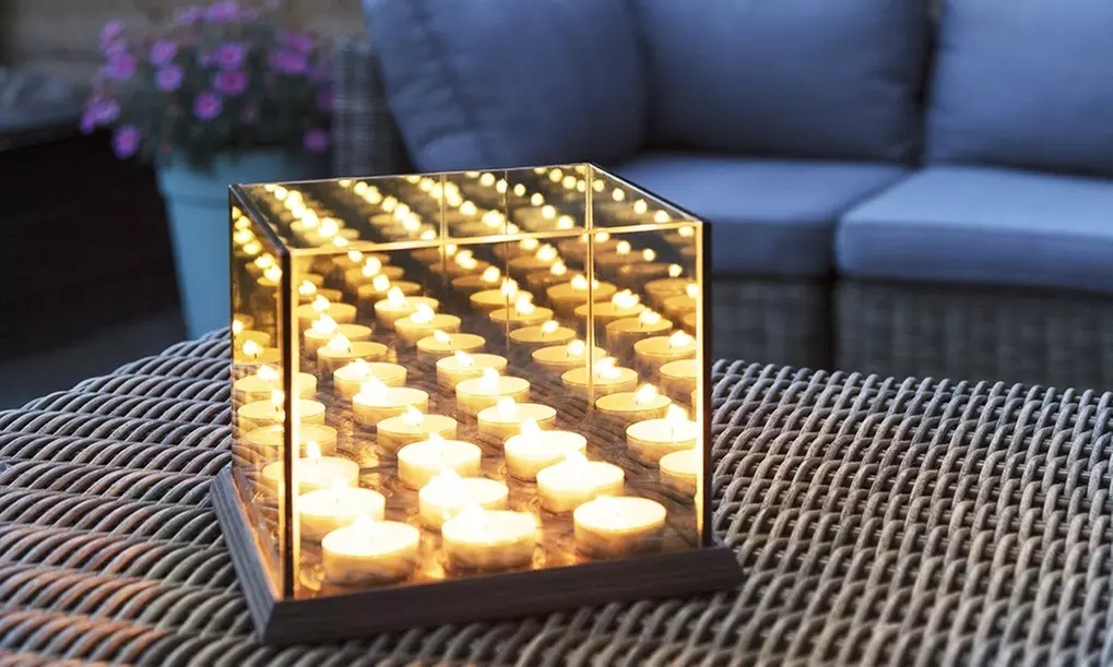 Lifa Living Glas-Teelichthalter mit 3D-Spiegeleffekt für 9 Teelichter - Primary Image