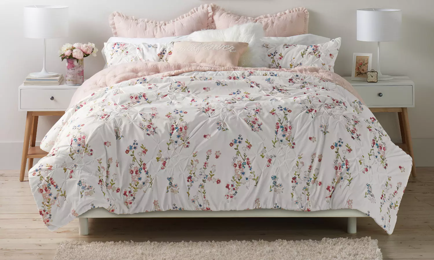 Floral Pintuck Oversized Comforter or Duvet Sets (2- or 3-Piece) - Primary Image