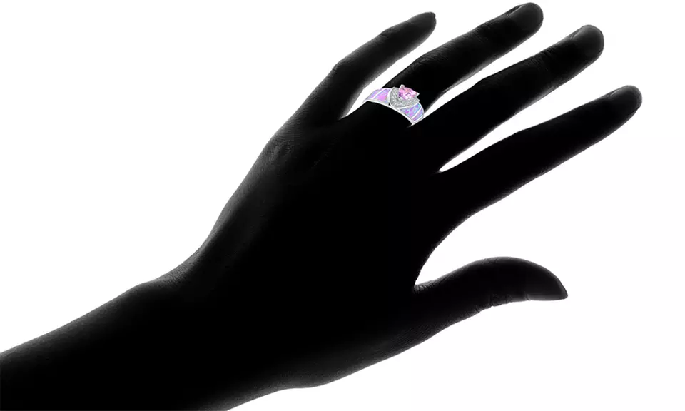 Trillion-Cut Shimmery Pink Opal Engagement Ring by Peermont - Second Medium