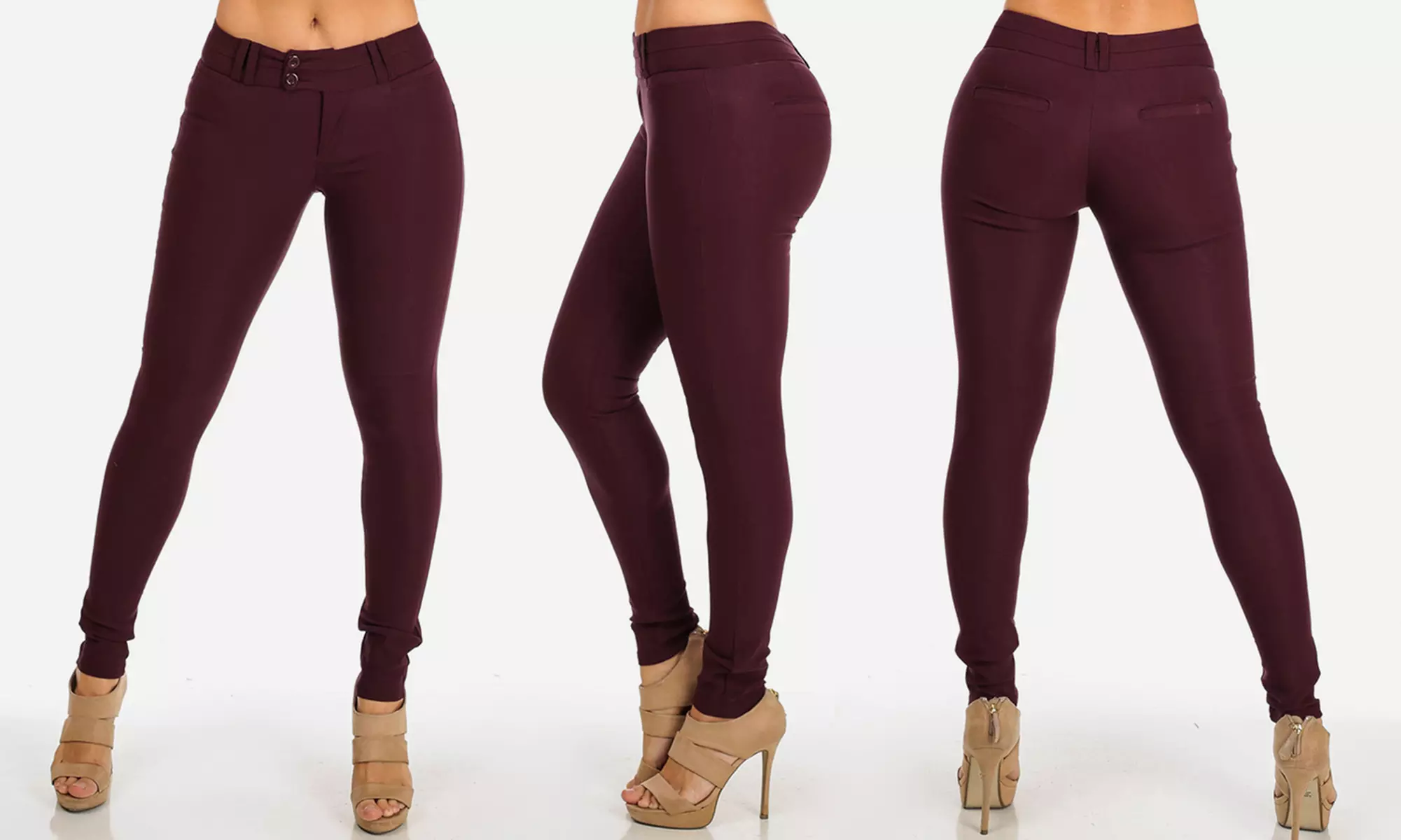 Junior's High Waist Tummy-Control Skinny Pants (Size M) - Second Medium