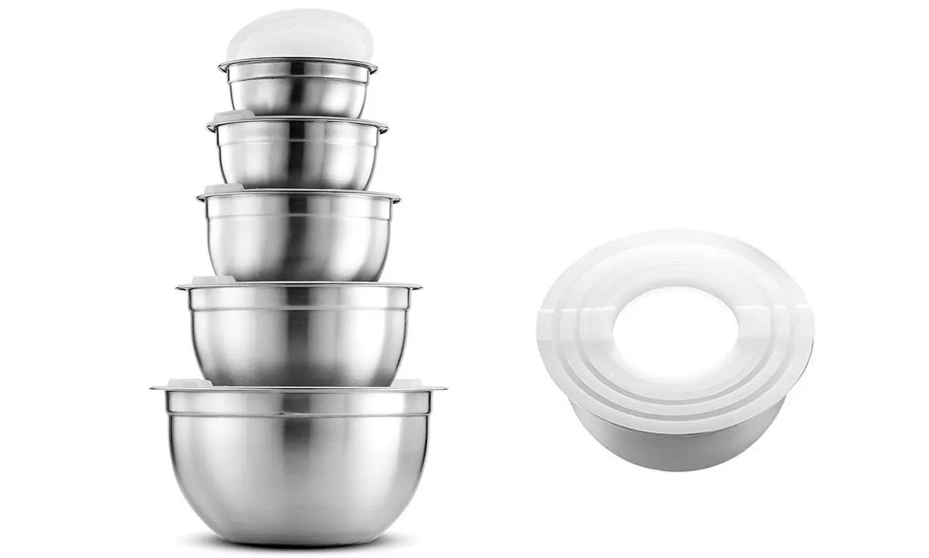 Meal Prep Stainless Steel Mixing Bowl Sets (3-, 6-, or 10-Piece) - Primary Image