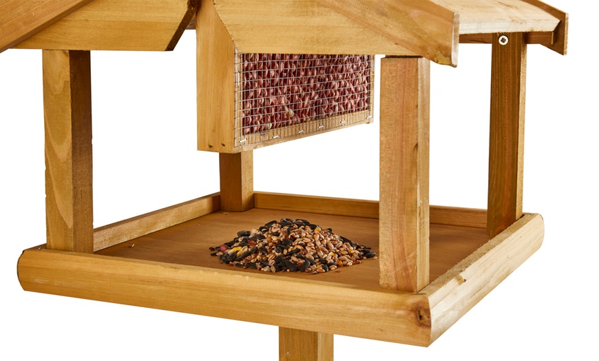 Image 3: Wooden Bird Table with Built-in Feeder