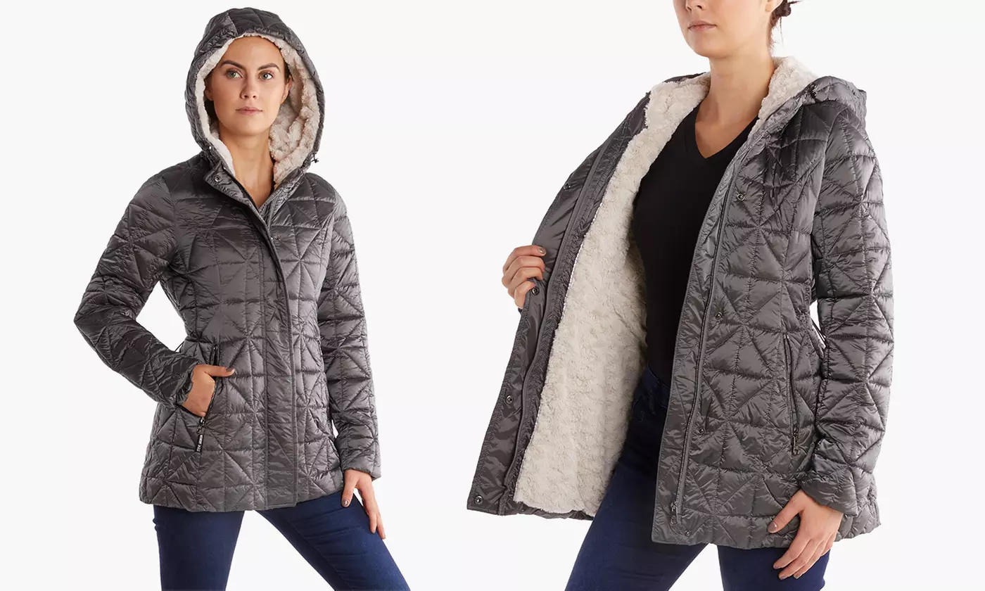 Steve Madden Women's Sherpa-Lined Glacier Shield Quilted Jacket.  (Size 2X) - Primary Image