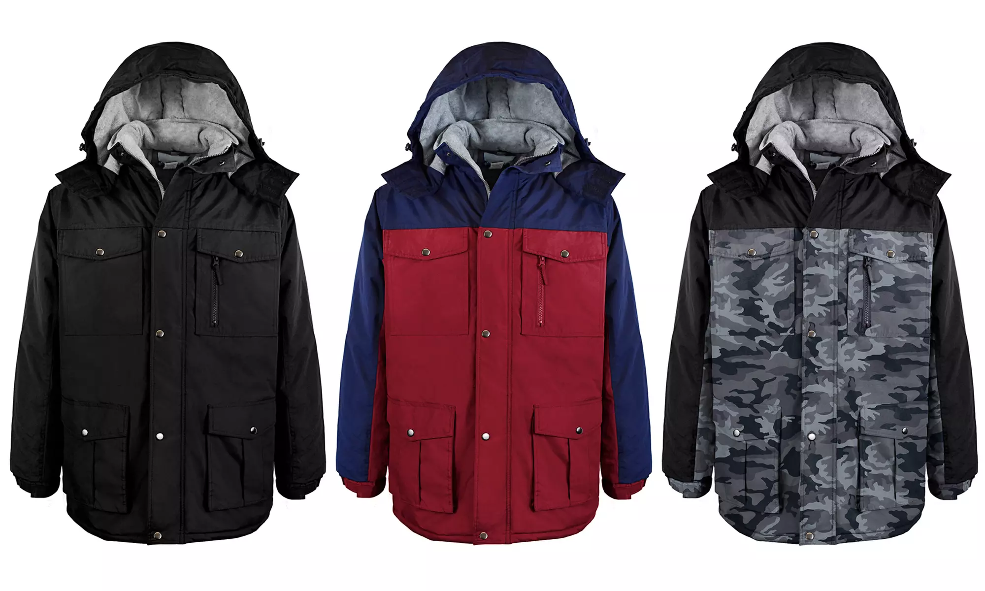 Victory Men's Color Block Hooded Insulated Parka Jacket (M-5XL) - Primary Image