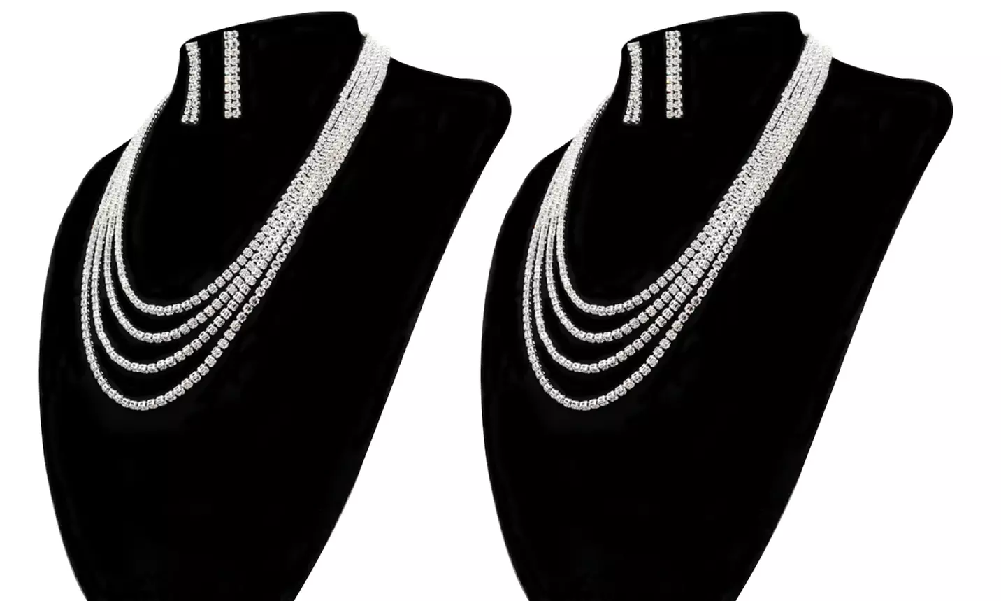 Conjunto de collar Swarovski® y aretes solitarios - Second Medium