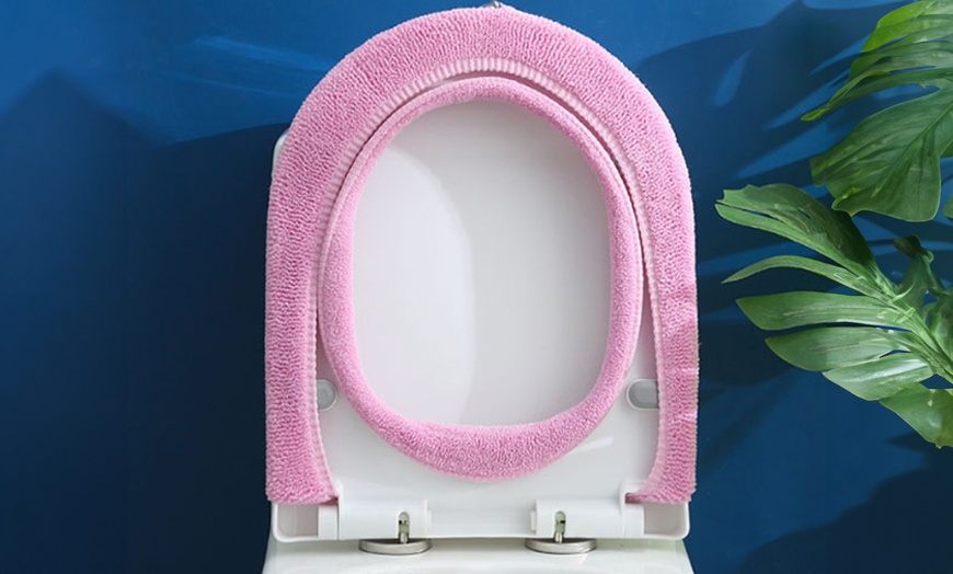 Image 3: Two-Piece Thickened Knit All-Season Universal Toilet Seat Cushions