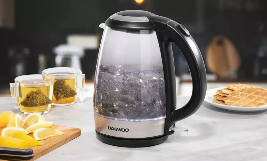 Image 5: Daewoo Callisto Glass Kettle, Two-Slice Toaster and Microwave Set