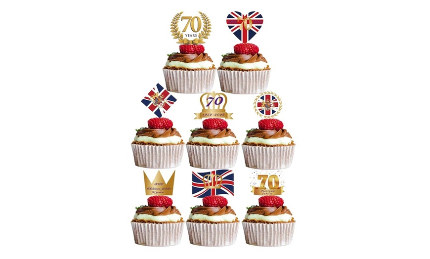 Image 1: 56 Queen's Jubilee Cupcake Decorations