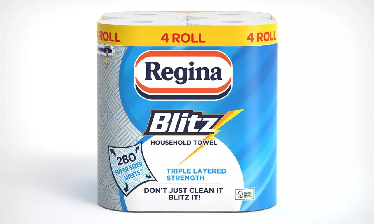 Regina Extra-Large Blitz Kitchen Towels – Super Absorbent 3-Ply Paper Rolls (4–24 Pack)