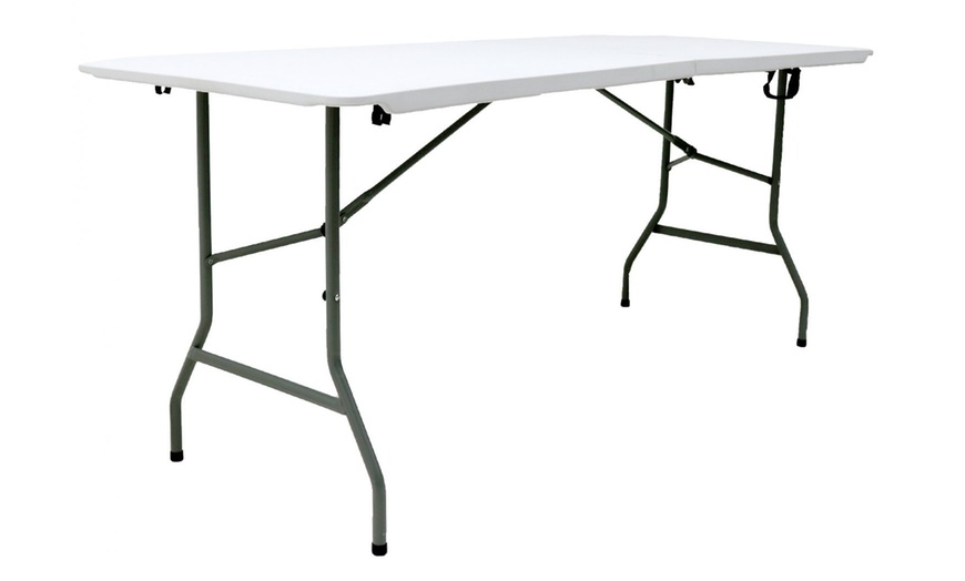 Image 2: Folding Trestle Garden Table