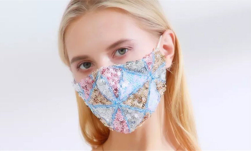 Image 3: One or Two Sequin Glitter Face Masks
