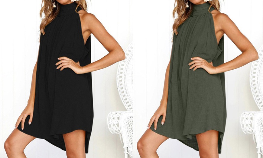 Image 6: High Neck Relaxed Mini Dress