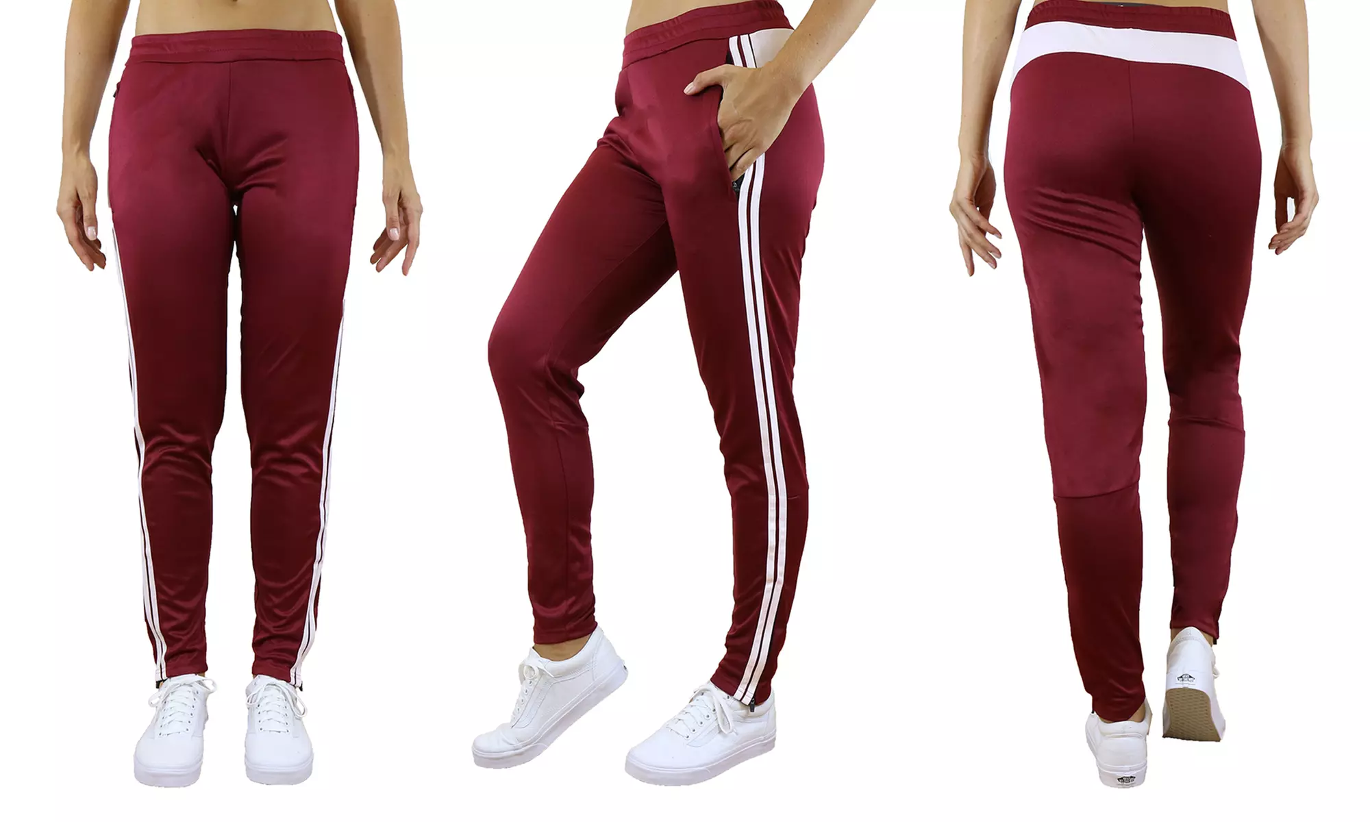 Women's Slim-Fit Moisture-Wicking Striped Track Joggers - Second Medium