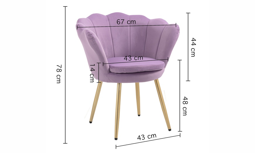 Image 69: Fluwelen schelp fauteuil