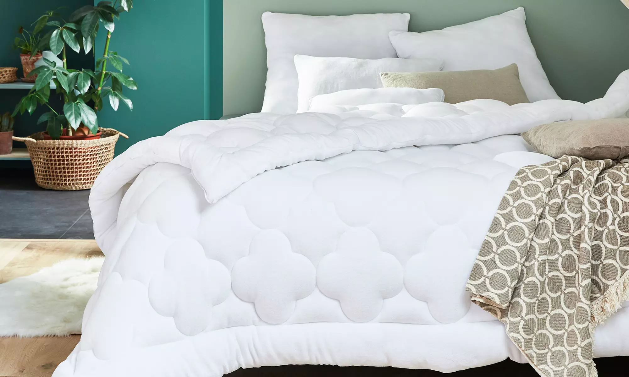 Couette réversible anti-acariens avec ou sans oreillers - Primary Image