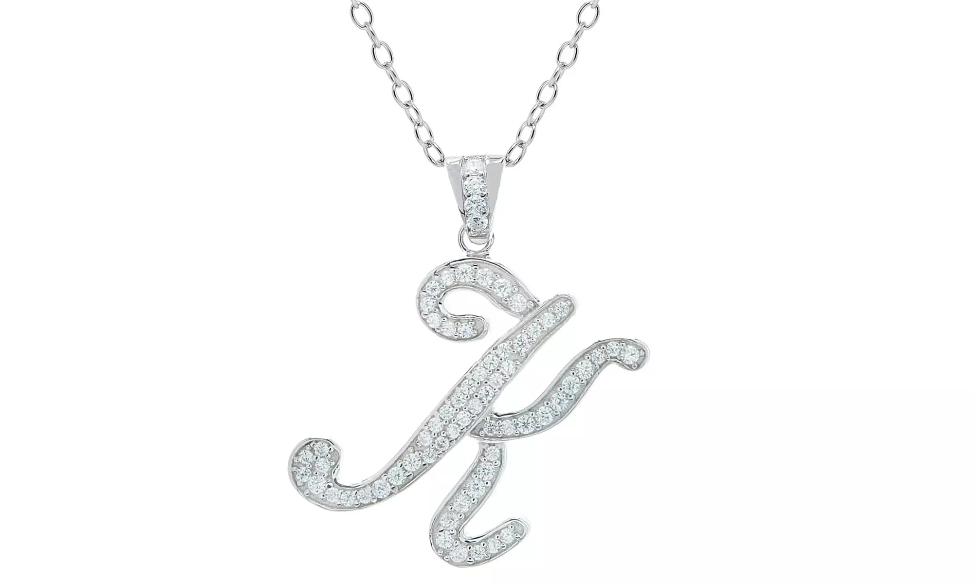 Script Initial Pendant Necklaces in Sterling Silver