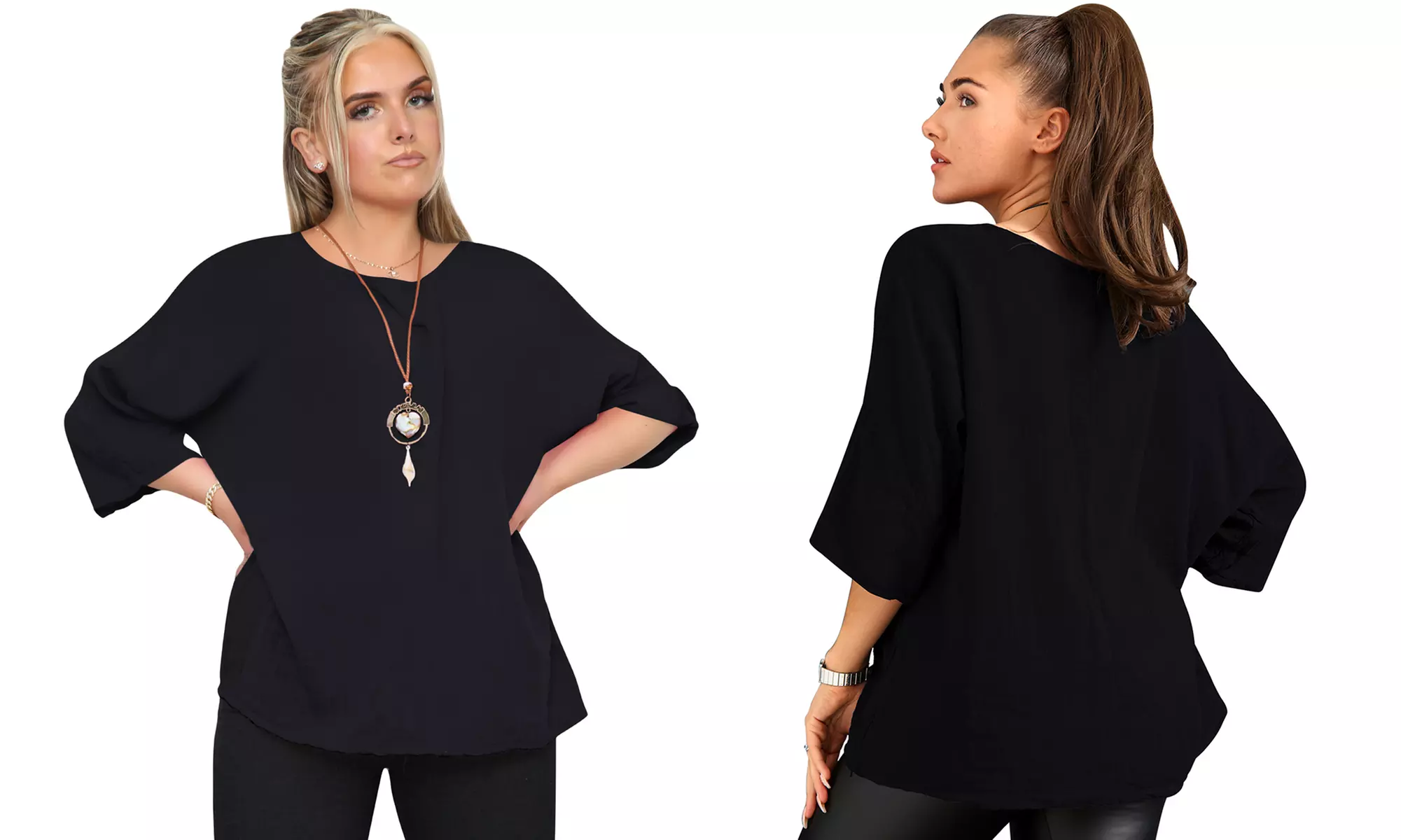 Love My Fashions Women's Plain Necklace Tunic Top