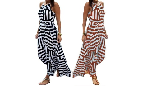1 ou 2 robes longues rayées sans manches, pour femme