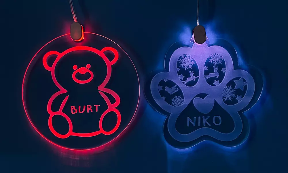 LED-Namenslichtkette mit 3 Ornamenten nach Wahl von Justyling