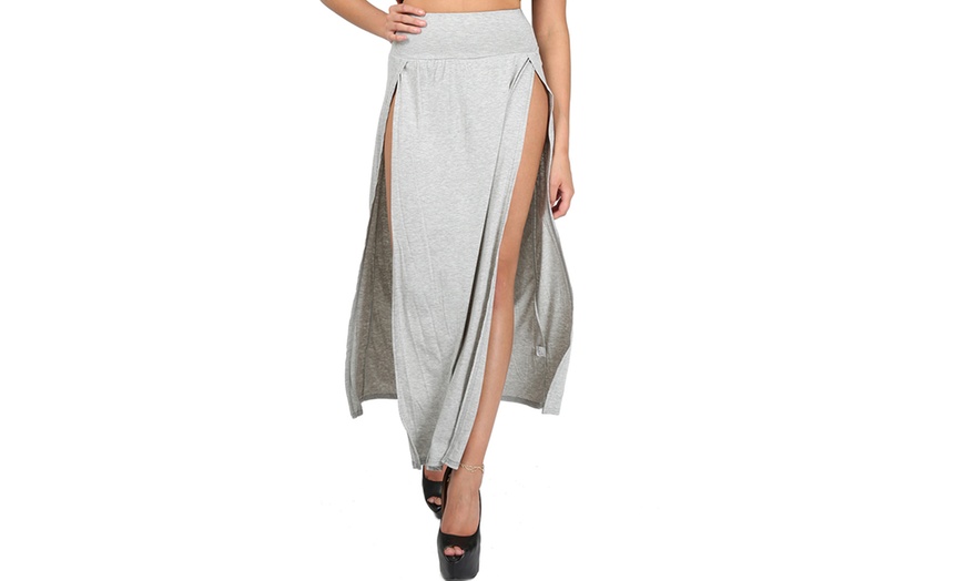 Image 4: High-Waisted Double Split Skirt