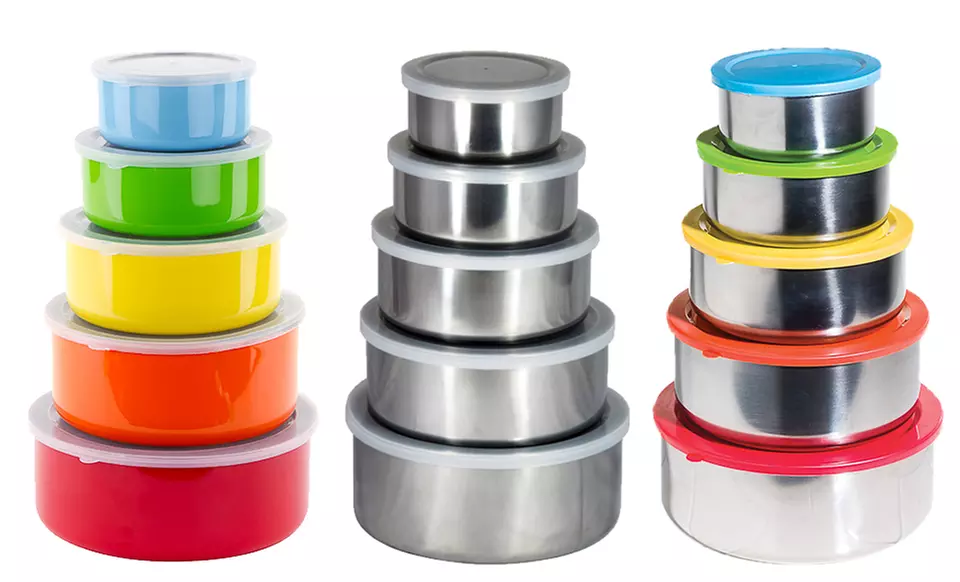 5-Piece Stainless Steel Bowl Set with Lids - Primary Image