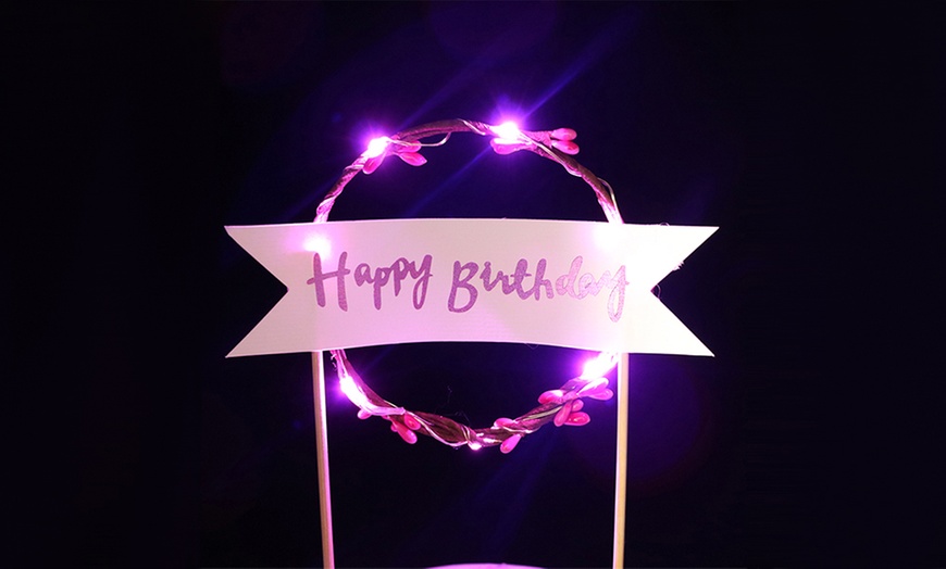 Image 3: Happy Birthday LED Cake Topper