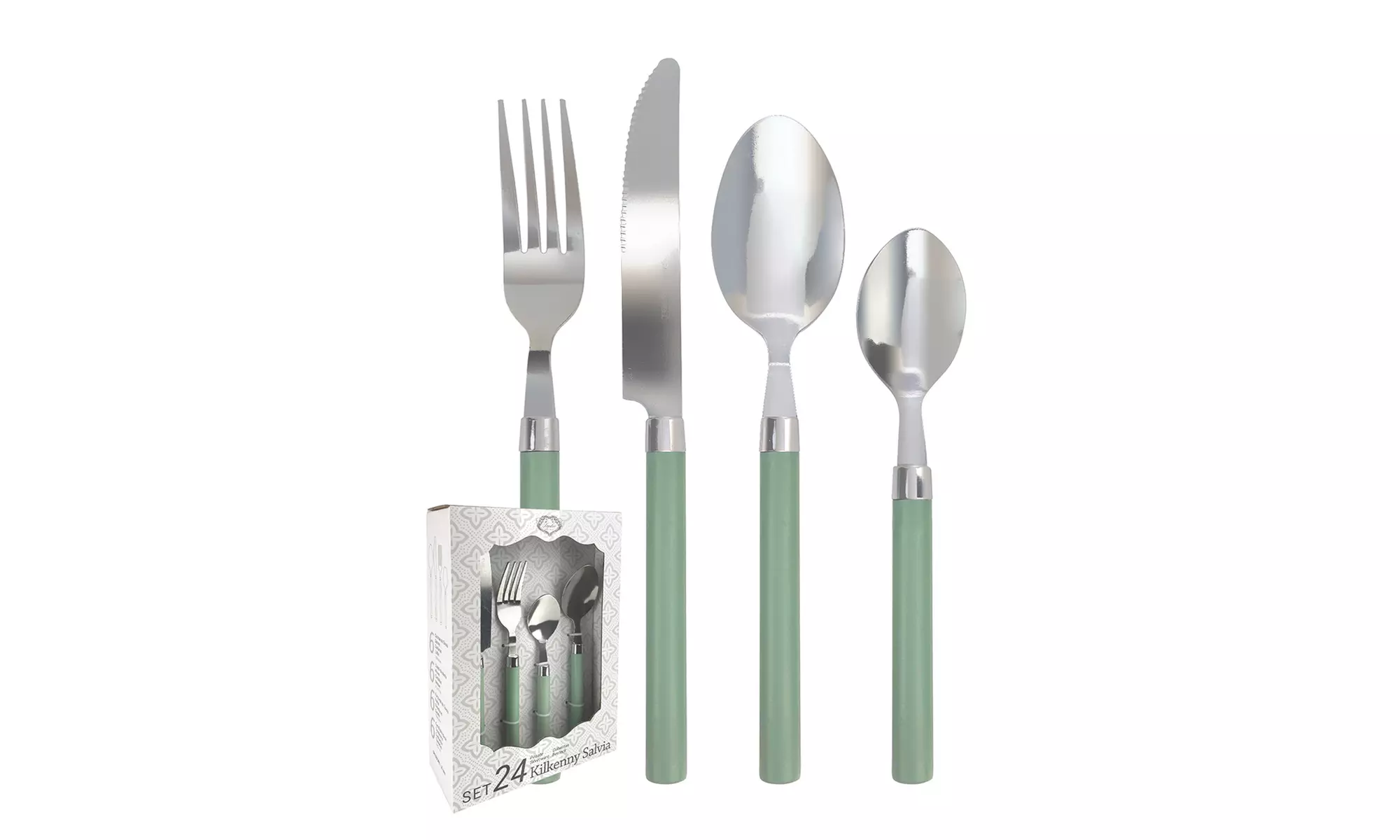 Set de 24 cubiertos de acero inoxidable con mango de colores