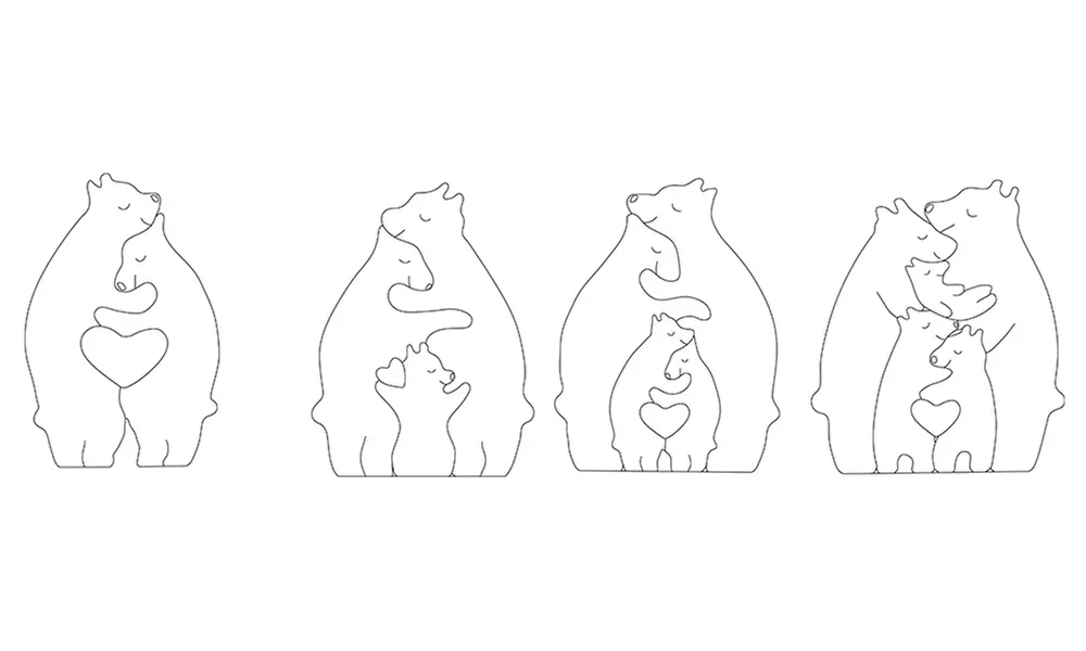 Bären-Familien-Puzzle aus Holz opt. mit Namensgravur von Justyling