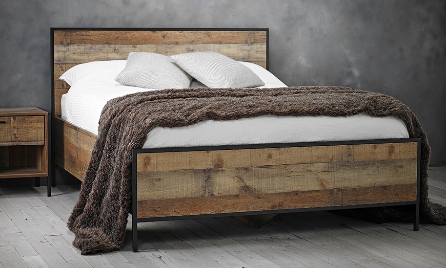 Image 1: Rustic Woodman Double Bed Frame
