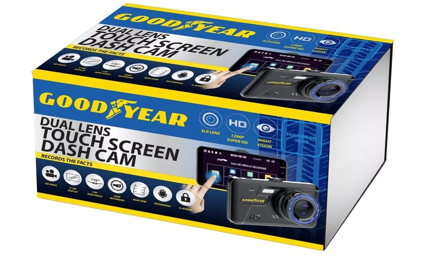 Image 5: Goodyear Dual Lens Touch Screen Car Dash Cam with Rear Camera