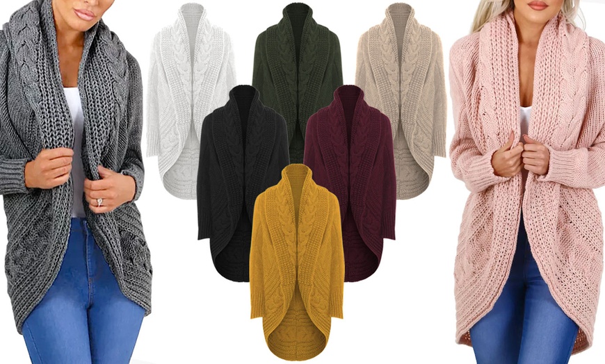 Image 1: Women's Chunky Cable Knit Cardigan