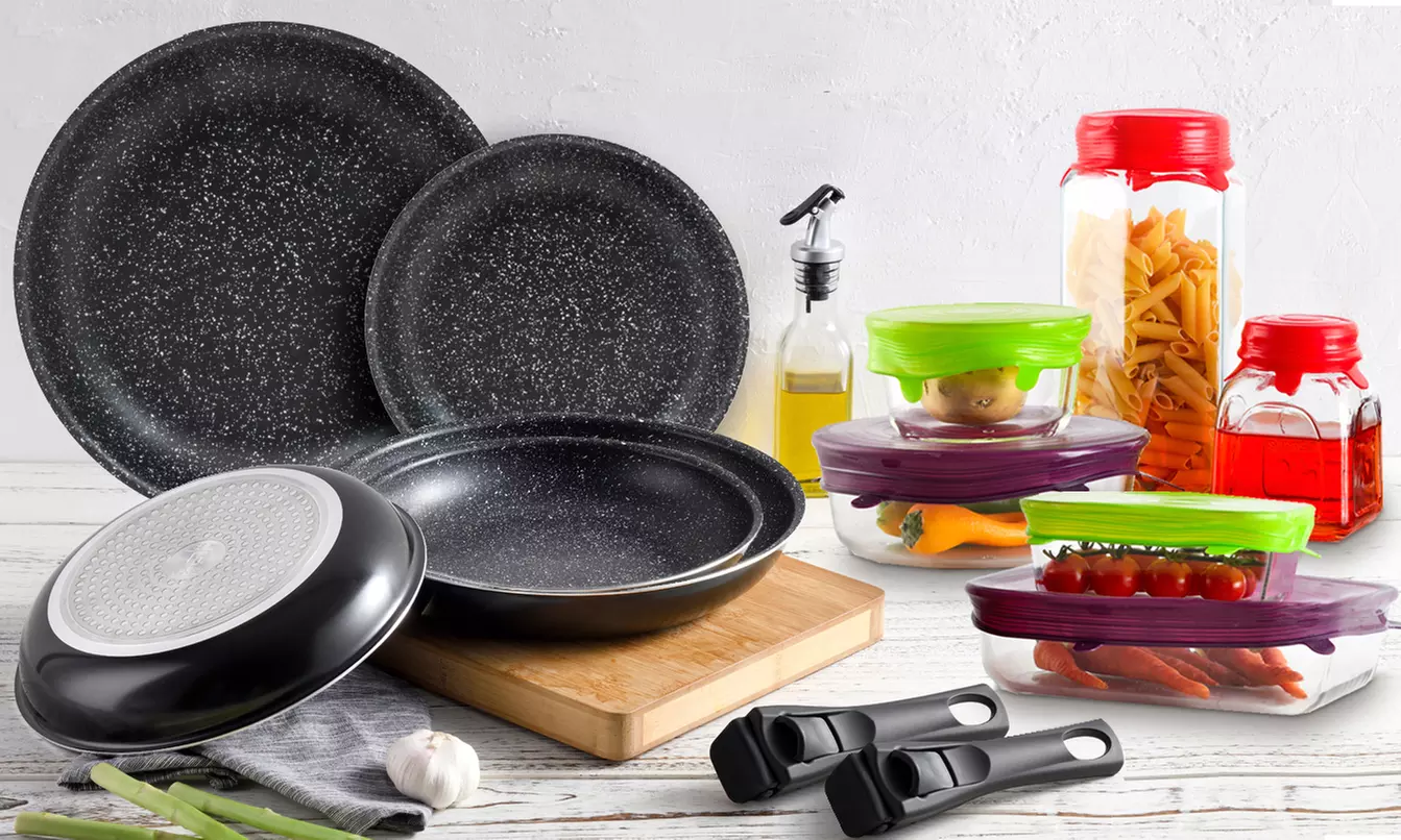 Set de 24 couvercles en silicone ou 2, 3 ou 5 casseroles et 1 ou 2 poignées Click & Cook - Primary Image