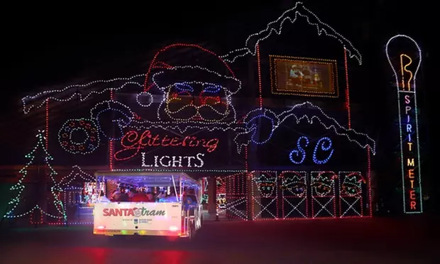 Glittering Lights Christmas Holiday Santa Tram Ticket
