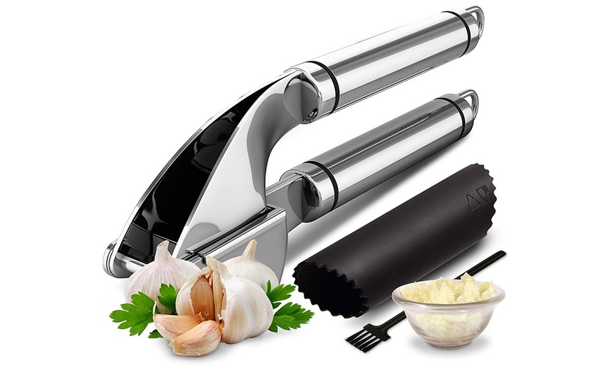 Image 1: Garlic Press and Peeler Set